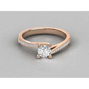 Anillo de Diamante Solitario de Oro de 14K con Corte Redondo, Diamante Cultivado en Laboratorio, Anillos de Diamantes Brillantes para Mujer - Product Image 5