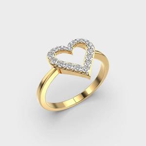 Suministro directo de fábrica Anillo de Bodas de compromiso de oro amarillo de 10K con diamante de corte redondo en forma de corazón clásico para mujer - Product Image 5