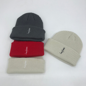 Bonnet en tricot à revers chaud doux confortable doublé en polaire bonnet extensible élégant couvre-chef pour le froid en plein air - Product Image 1