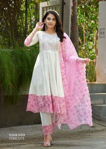 Dernier Designer Pur Coton Imprimé Travail Anarkali Kurti Set Par Fab Zone - Product Image 2