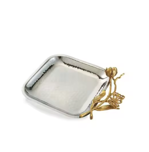 Bandejas DE SERVICIO DE METAL decorativas hechas a mano más vendidas con estructura de hoja maravillosa para decoración del hogar y uso de servicio - Product Image 3