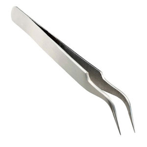 Pinces à cils en acier inoxydable personnalisables avec logo, légères, durables, à pointe incurvée, pinces à volume, outils d'extension de cils - Product Image 4