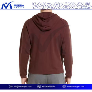 Wholesale Custom Design <b>Men's</b> Zip <b>Hoodie</b> Solid <b>Maroon</b> with Breathable 100% Cotton Fabric Heavy GSM Logo Customize for Winter - Product Image 4