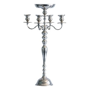 New Arrival 5 Arm Metal <b>Candelabra</b> Shiny Silver Plated for Wedding Christmas Party Decoration Floor <b>Candelabra</b> - Product Image 3