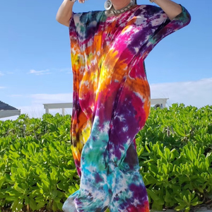 Kaftans de tinte de corbata ecológicos de moda, suministro al por mayor, de longitud hasta el suelo de último diseño caftanes, tejido natural respetuoso con la piel - Product Image 1