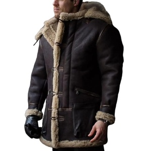 Blouson aviateur classique en cuir d'agneau véritable pour homme, marron noir, veste de motard d'hiver, toile coupe-vent et imperméable, grande taille - Product Image 1
