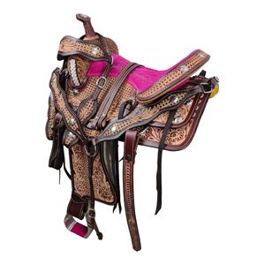 Monturas de carreras de barril asequibles al por mayor, monturas de caballo occidentales hechas a mano de cuero genuino de primera calidad, monturas de rodeo a granel - Product Image 3