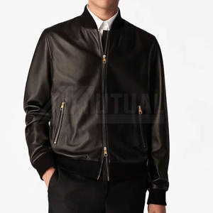 Precio al por mayor de tamaño personalizado chaqueta de cuero de uso al aire libre de los hombres de primera calidad chaqueta de cuero genuino hecho en Pakistán - Product Image 2