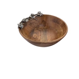 Elegance Home Decoration Bol en bois Bol à salade Bol rond en bois d'olivier artisanal avec accents floraux pour l'hôtel et le restaurant - Product Image 3