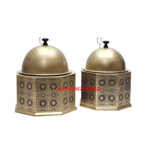 Ensemble de trois casseroles en nacre pour la cuisine Casserole décorative de forme ronde Nouveau chauffe-plats en métal de luxe - Product Image 3