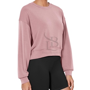 สเวตเชิ้ตคอกลมแขนยาวผ้าฝ้ายโพลีเอสเตอร์สำหรับผู้หญิงเสื้อกีฬาลำลองแฟชั่นแนววินเทจ - Product Image 1