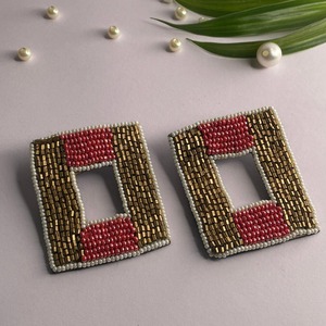 2025 dernière vente chaude indienne broderie perlée déclaration boucles d'oreilles goutte balancent graine perlée boucles d'oreilles couture - Product Image 3