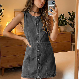 Premium Quality Knitted Casual Knee Length Jeans <b>Romper</b> 100% Cotton Breathable Comfortable Fit Modern Design for Daily Use - Product Image 2
