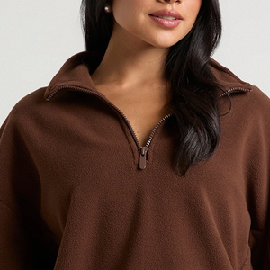 Veste à fermeture éclair sur le devant pour une chaleur réglable, en tissu sherpa, vêtements décontractés avec logo, service OEM de haute qualité pour les acheteurs en gros, prix avantageux - Product Image 2