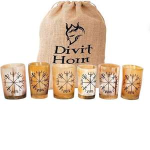 Verre à liqueur en corne de buffle authentique Viking, artisanal, sculpté à la main, écologique, naturel, pour boire, Koi, tasse courte moderne - Product Image 1