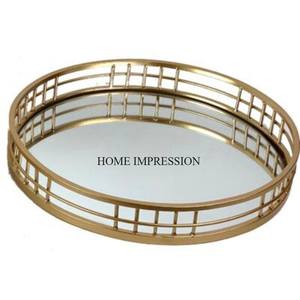 Hotels and Restaurants Kitchenware Table Centerpiece <b>Food</b> Items and Chocolates Serving Round Shape Mirror <b>Tray</b> in Lowest Price - Product Image 3