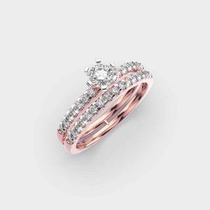 Anillo de Compromiso Solitario de Doble Hilera con Moissanita de 2 Quilates, Anillo de Boda de Oro Sólido de 14K para Ella, Joyería Fina al por Mayor - Product Image 3