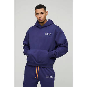 Sudadera con Capucha Azul Oscuro Personalizada con Logotipo para Hombre y Pantalones Deportivos a Juego, Chándal ODM Trackstar OEM de Marca Privada - Product Image 3