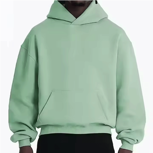 Haute qualité 400 grammes couleur unie Baggy Streetwear sweat à capuche court pour hommes 100% coton Logo personnalisé sweat à capuche de sports d'hiver - Product Image 2