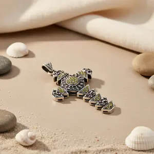 Collier pendentif croix pour femme en argent 925 plaqué or rhodié 18 carats, motif géométrique avec zircon et pierres précieuses, style chrétien tendance - Product Image 1