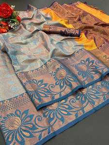 Minakari Work-Blusa de seda de cobre puro, color dorado, liso y suave - Product Image 4