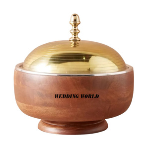 Metal Gold Finished Hotpot Customized Design Luxury Food Warmer Round Shape Luxury New Metal <b>Casserole</b> - Product Image 6