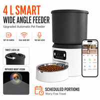 Distributeur automatique intelligent pour animaux de compagnie 4L avec caméra HD 180 degrés, Wi-Fi double bande, contrôle par application et audio bidirectionnel pour chats et chiens