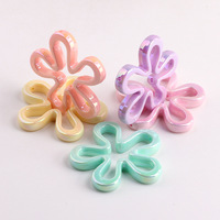 Perles en acrylique UV de 43 mm, couleur unie, en forme de fleur à 5 pétales, à trou droit, accessoires, perles d'espacement DIY, matériel pour élastiques à cheveux, perles en vrac