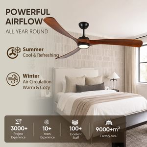 USA In Stock 72 Inch Solid Wood <b>Ceiling</b> Fan with <b>Light</b> Quiet DC Motor <b>Remote</b> <b>Control</b> for Large Room Living Room - Product Image 2
