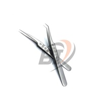 Pince à cils à 45 degrés avec logo personnalisé, pince à épiler d'extension de cils en acier inoxydable avec impression de cœur, isolation de fibres pointues