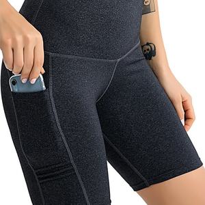 Pantalones cortos de gimnasio Premium para mujer, 100% poliéster Spandex, patrón sólido, Impresión de logotipo personalizado/bordado Yog - Product Image 2