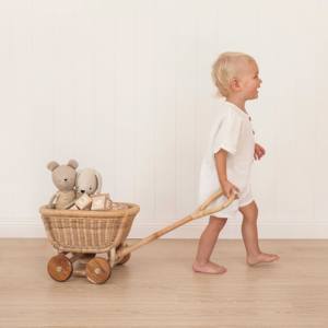 Poupées en rotin poussette chariot cadeau pour enfants en osier nuisette lit et landau naturel bébé poupée landaus - Product Image 6