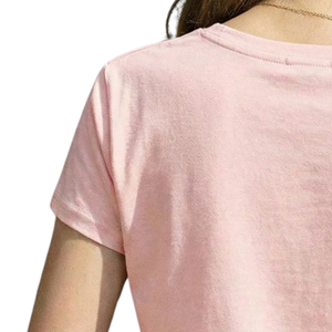 Camiseta informal de manga corta para mujer, cuello en V, algodón suave, bordado de lazo, Tops básicos ajustados, ropa de moda para uso diario de verano - Product Image 4