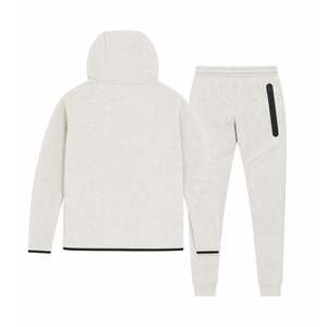 Ensemble de survêtement pour homme, veste à capuche zippée et pantalon de jogging en polaire technique, gris neige, vêtements de sport pour l'entraînement - Product Image 2