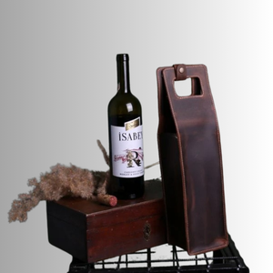 Portavasos de vino de cuero genuino de grano completo de calidad superior logotipo personalizado whisky cerveza botella individual llevar bolso de lujo Redwine regalo - Product Image 5
