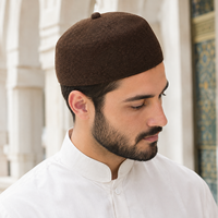 Chapeau Kufi en laine bordeaux, feutre doux, Taqiyah, couvre-chef traditionnel musulman pour la prière, pour le Ramadan, l'Aïd, les visites à la mosquée et le port quotidien