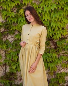 Robe boutonnée bohème Sofia en pur coton, décontractée d'été, occasionnelle, vert poire, vêtements éthiques - Product Image 6