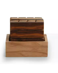 Posavasos clásicos hechos a mano de madera de nogal con soporte para bebidas de Crescent Crafts - Product Image 3