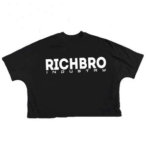 Custom Casual Fashion Knitted Round neck Hip Hop T-<b>shirt</b> <b>Y2k</b> 3d Print Washed Oversized Boxy Cropped T <b>Shirt</b> Men - Product Image 2