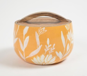 กระป๋องพฤกษศาสตร์ไม้สีส้มเคลือบด้วยฝาปิดผู้ผลิตผู้ค้าส่ง - Product Image 3