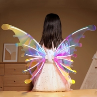 Ailes de papillon avec musique lumineuse, ailes d'elfe électriques, ailes d'ange lumineuses, accessoire de déguisement pour Halloween, fête d'anniversaire pour filles, décoration