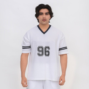 Ropa de calle para hombre, camisetas de fútbol de malla de nailon de gran tamaño, camiseta de malla cuadrada, camisetas de fútbol - Product Image 1