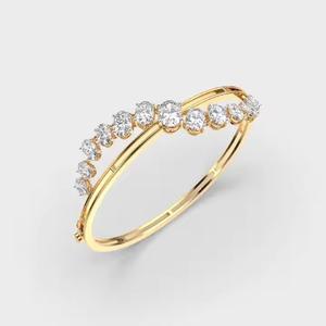 Pulsera de tenis de diamante de corte redondo de oro amarillo de plata de ley certificada IGI para mujeres y niñas - Product Image 1