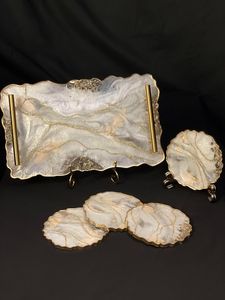 Bandeja de servicio de epoxi de resina hecha a mano creativa, elementos esenciales de cocina únicos para el hogar, restaurante, Hotel, bandejas decorativas para servir - Product Image 3