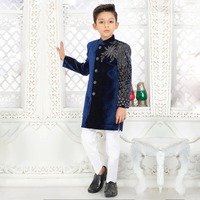 Sherwani Anak Laki-Laki Premium Klasik, Pakaian Tradisional Pakistan India untuk Pesta Pernikahan, Bahan Sutra, Anti Panas, Cepat Kering, Anti Kusut