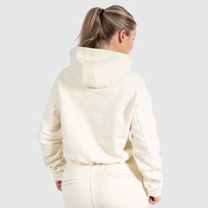 Vente en gros Sweat à capuche en coton avec cordon de serrage pour femmes avec capuche courte Haut de sport d'entraînement actif avec logo personnalisé Vêtements de sport d'hiver - Product Image 2