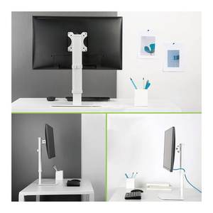Support de bureau pour moniteur TV LCD ICA blanc 260 avec gestion des câbles, 6 kg, VESA 100 x 100 - Product Image 5