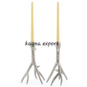 Support de bougie en métal plaqué nickel écologique de style bois de cerf artisanal moderne Décoration de la maison Décoration - Product Image 1