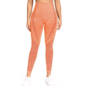 Elegante conjunto de yoga naranja Top corto y polainas de pijama transpirable ropa de fitness sin costuras para mujeres - Product Image 5