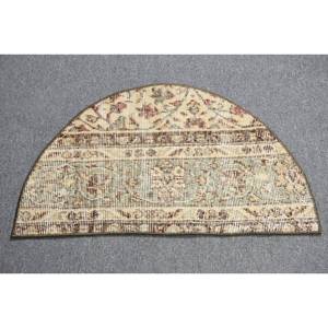 Alfombra tradicional verde beige Alfombras turcas de 2,5x1,5 pies - Product Image 1